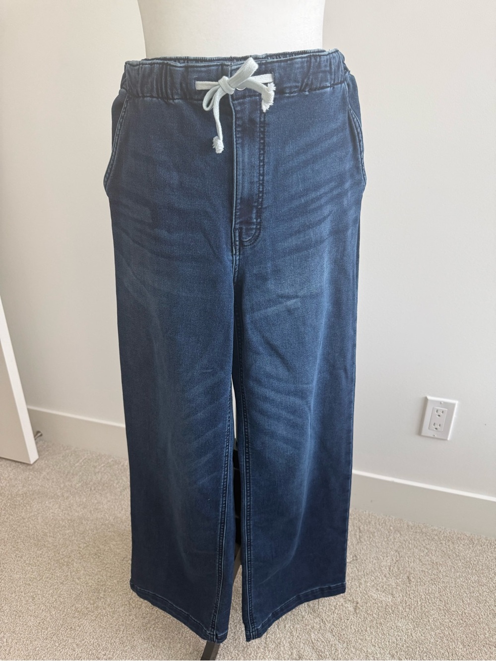 Room 34 Like New Wide-Leg Drawstring Jeans for Women - Dark Blue